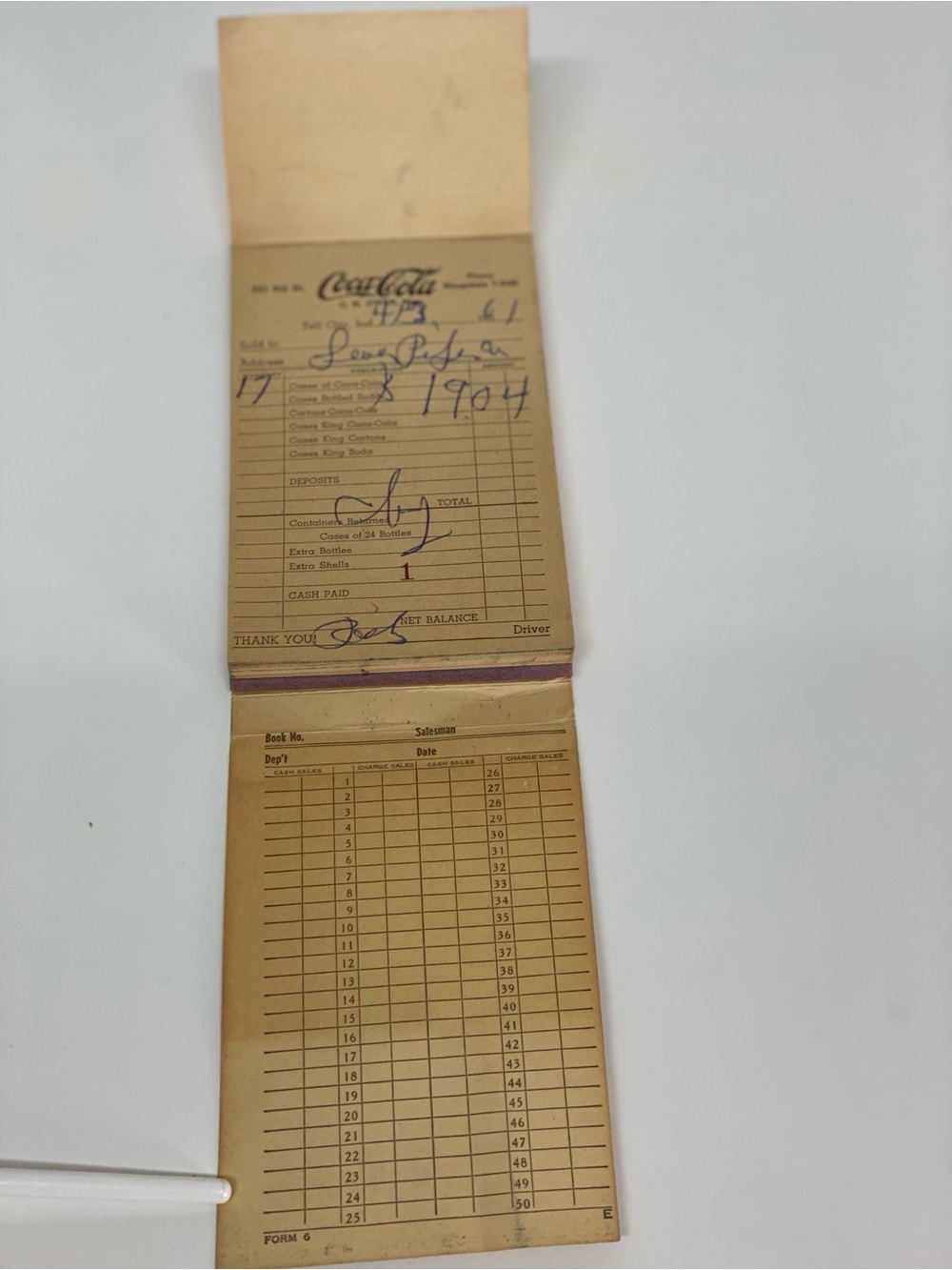 Vintage Coca-Cola Bottling Company Invoice Receipt Book Tell City Ind. Ephemera